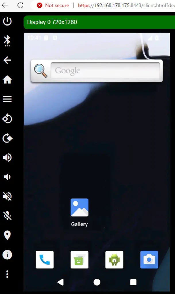Figure 4. Connecting to the virtual device using WebRTC.